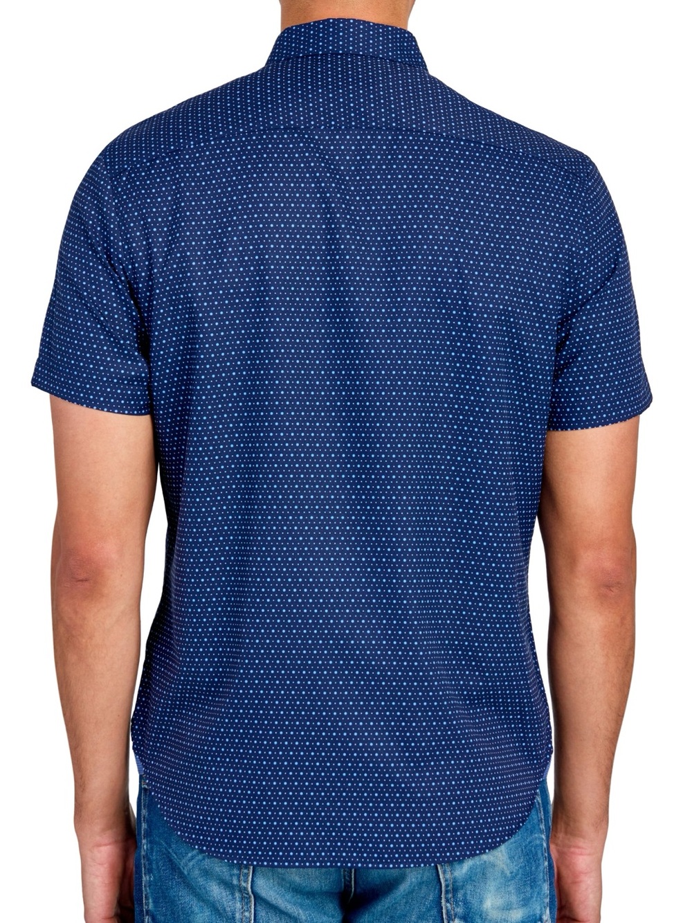 Construct- Men's Short-Sleeve Navy Microdot Shirt - Picture 4 of 9